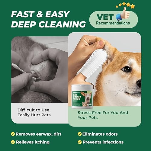 Miniatura 4 de Toallitas de limpieza de oídos para perros y gatos, toallitas suaves prehumedecidas para eliminar suavemente la cera y la suciedad, formulación a