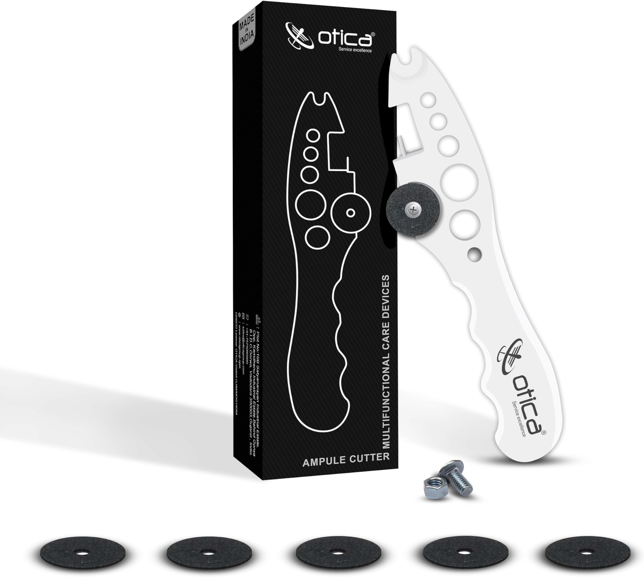 OTICA Ampoule Cutter for Doctors Nurse, Glass Bottle Cap Remover Cutter Ampule Breaker for Hospital and Clinic (White)