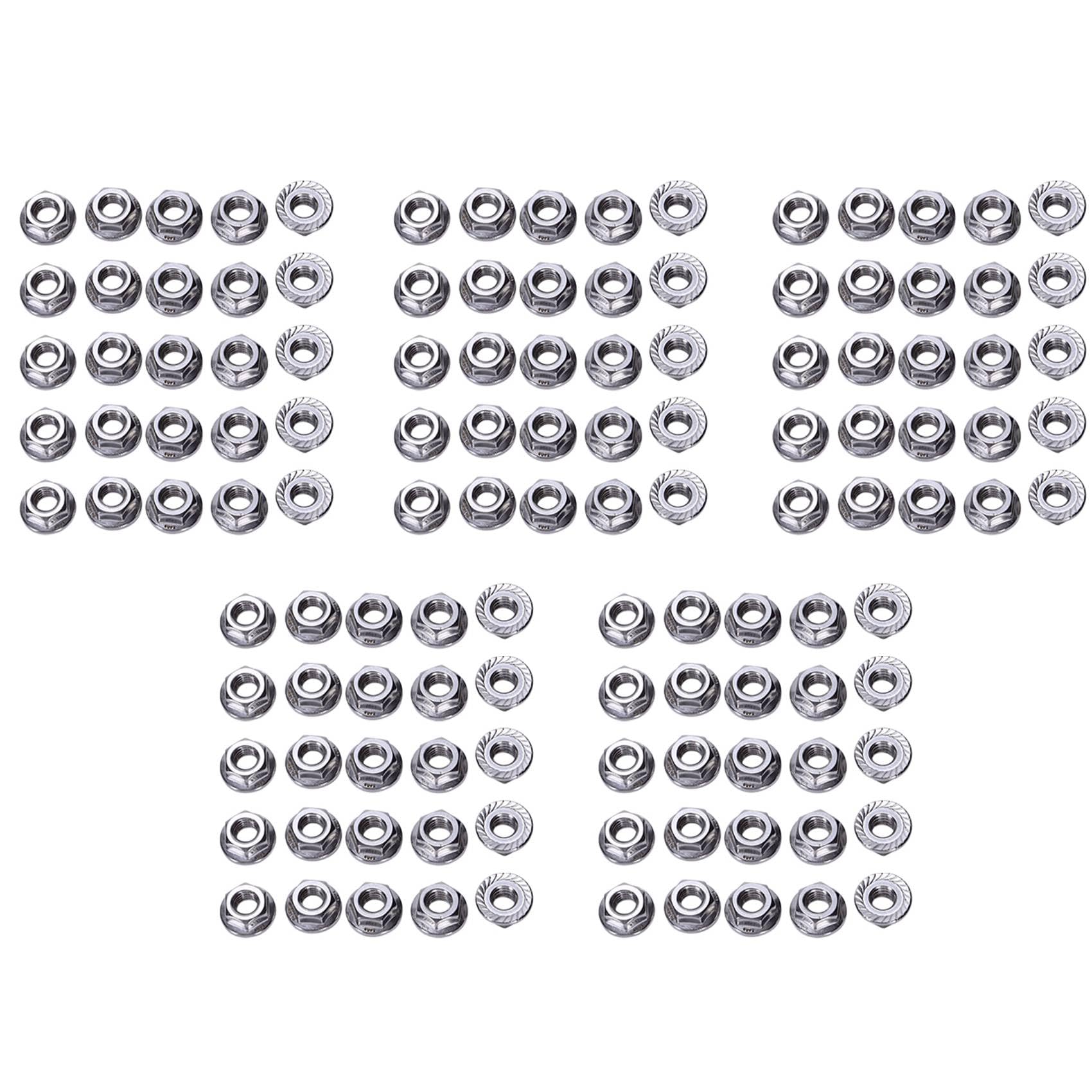 Hfgdnchva 125 Pcs 304 Stainless Steel Serrated Flange Metric Hex Lock Nuts M6