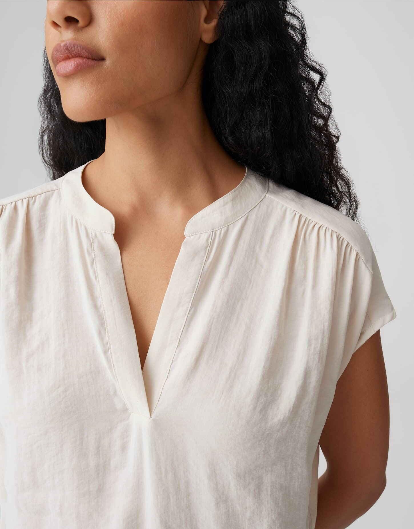 OPUS Damen Kurzarmshirt | Jerseyshirt im Materialmix Loose Fit