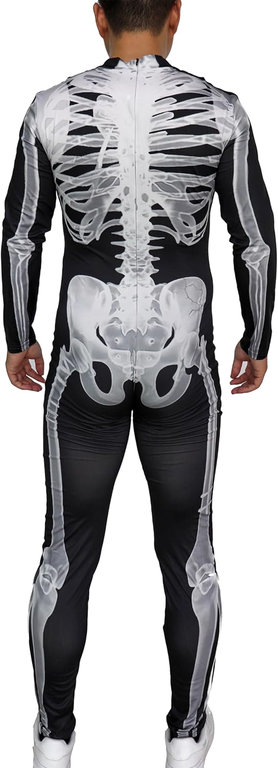 RONGKIM Men/Kids Halloween 3D Skeleton Photo-Realistic Long Sleeve Jumpsuit Cosplay Skeleton Costume - Image 6