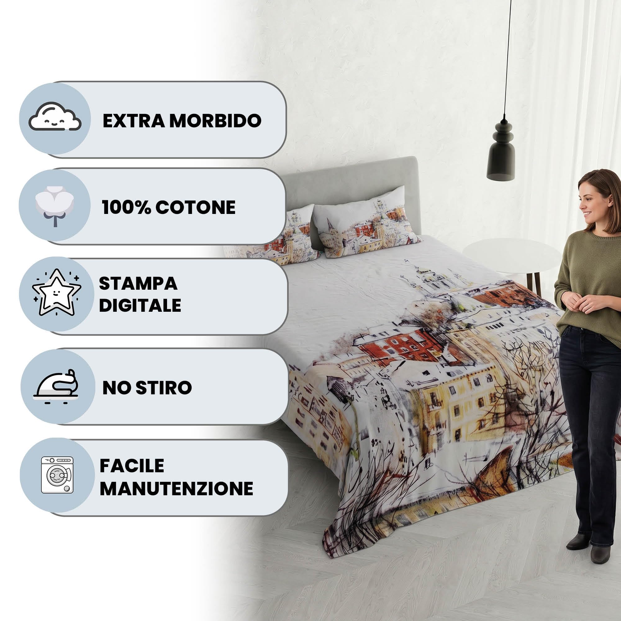 Komplet pościeli, 100% bawełny, SOGNI D'AUTORE, SD-33, podwójny