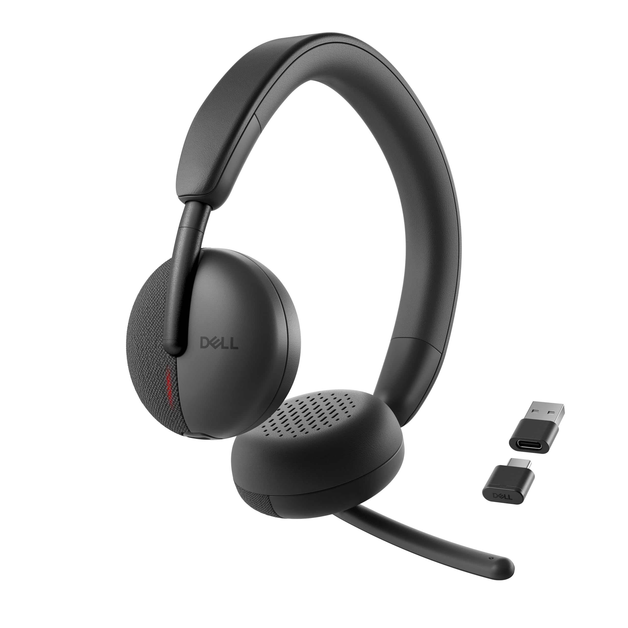 Dell WL3024 - Auriculares inalámbricos - Diadema de piel sintética, micrófono integrado con cancelación de ruido basado en IA, micrófono Boom, color negro