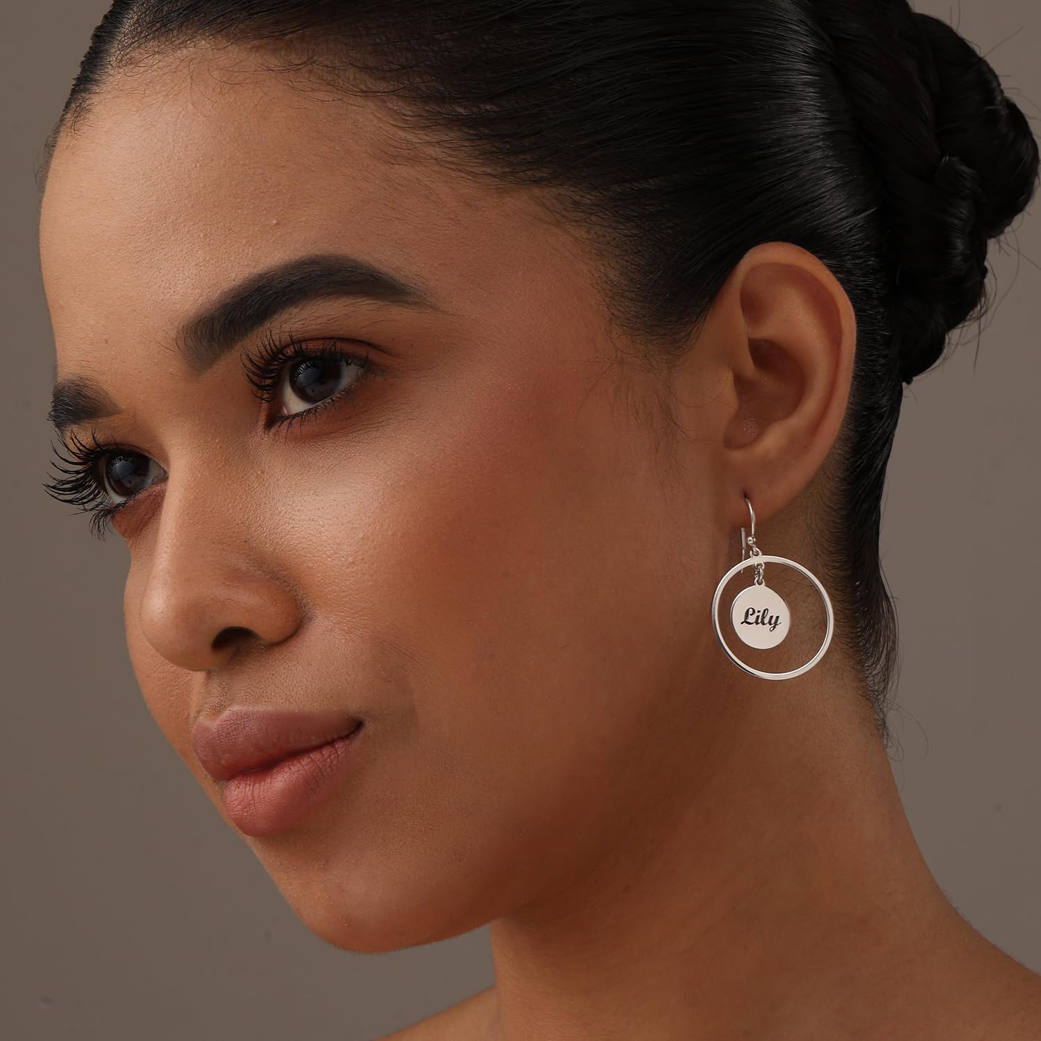 LeCalla Personalized Earrings for Women | Customized Name and Initial Earring Jewelry | Stylish Dangle Earring Gifts for Her | Engraved Jewelry for Special Occasions