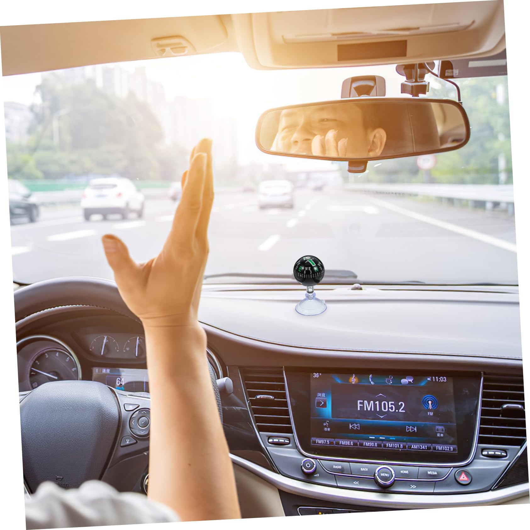Beatifufu Car Navigation Compass Spherical Suction Cup Marine Compass Ball Compact Easy to Use