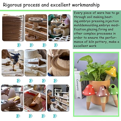 Miniatura 5 de 4 Pcs Plant Self-Watering Stakes, Cute Mushroom Shape, Terracotta Automatic Watering Spikes Automatic Garden Plant Watering System for Indoor