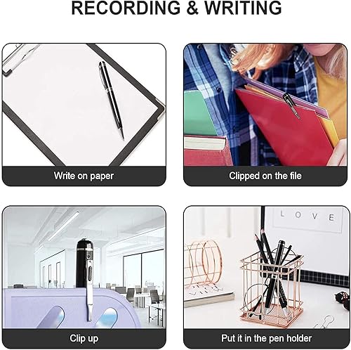 Miniatura 5 de Bolígrafo oculto para cámara espía con cámara de seguridad HD 1080P con cable USB tarjeta micro SD de 32 GB lector de tarjetas 5 recambios para
