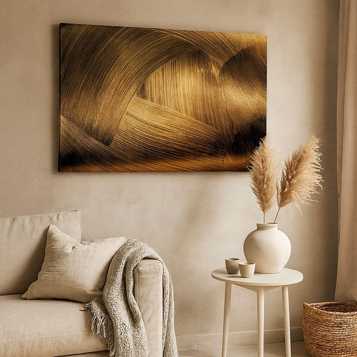 ARTTOR Bilder auf Leinwand 120x80cm Wandbild Abstrakt - 4477 | Gold Textur Abstraktion Groß XXL Wanddekoration Wohnzimmer Schlafzimmer Wanddeko Wand Kunstdruck Wandkunst Wall Decor ARTTOR