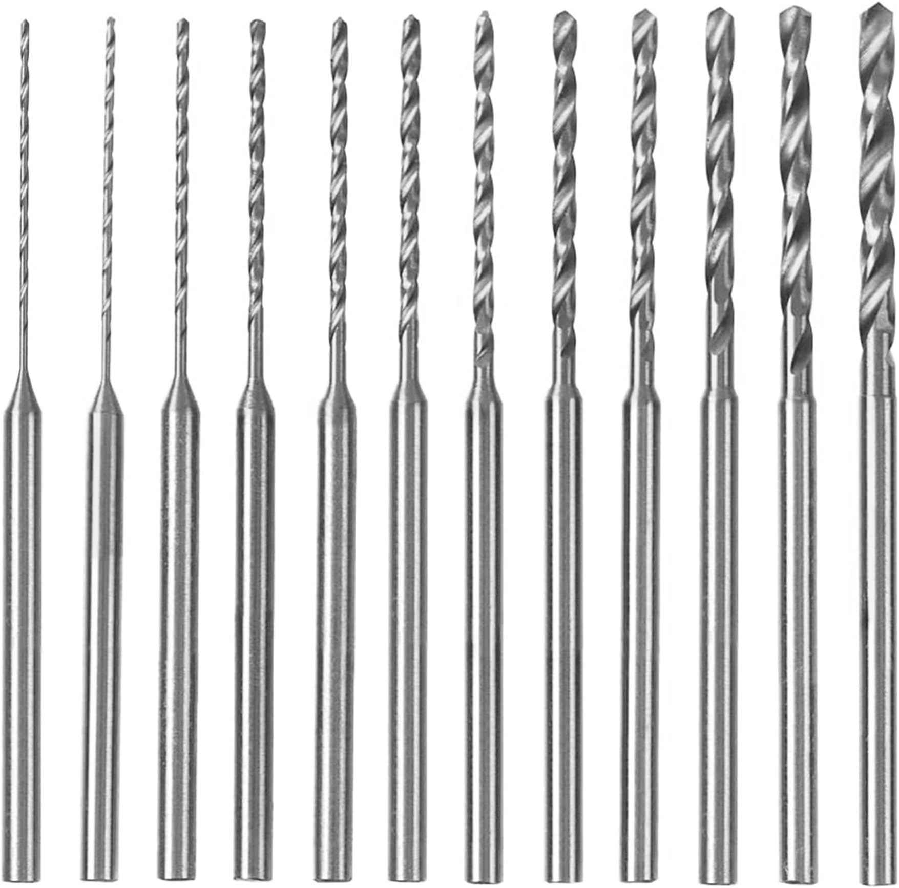 KEWAYO 12 Pieces Micro Twist Drill Bit Set, 0.5-2.0mm Tiny Drill Bit 2.35mm Shank HSS Mini Engraving Drill Bit Hole Drilling Tool for DIY Amber, Bead and Beeswax