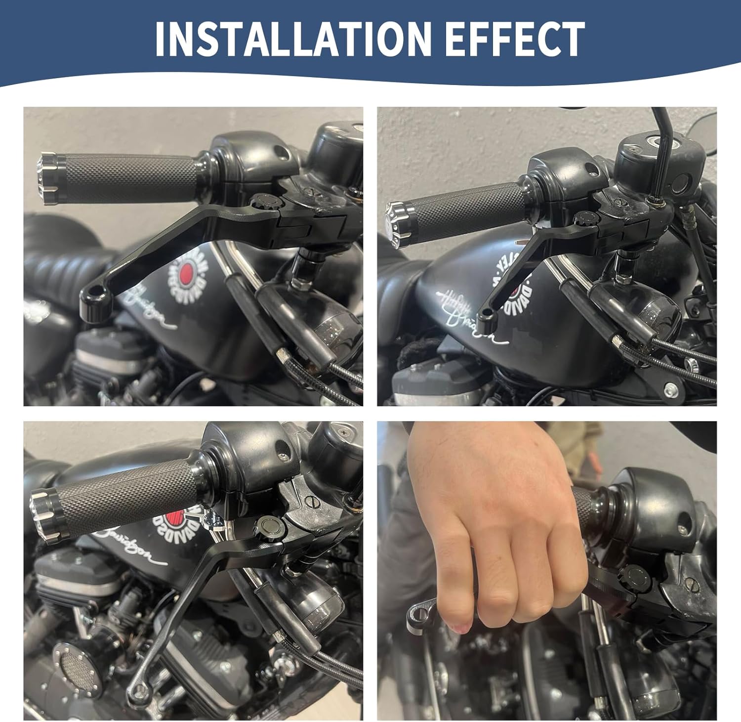 Motorcycle Levers Brake Clutch Handle Lever Adjustable Fit for Harley 2017-2020 Touring Road King Electra Glide Road Glide Street Glide 2019-2020 Trike Tri Glide Freewheeler (Short, Chrome)