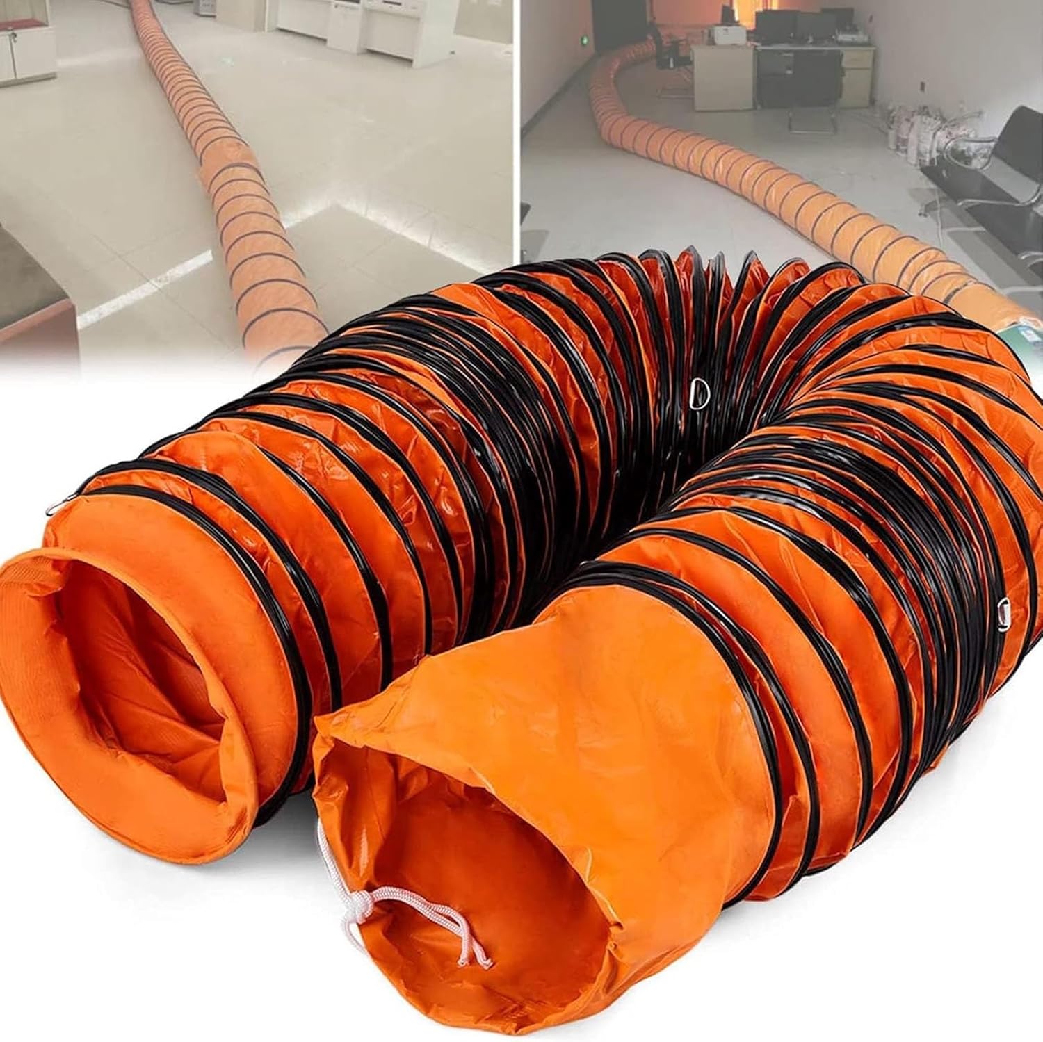 Length 6.5ft - 33ft Dryer Vent Hose,Flexible Air Ducting, Heavy Duty PVC Nylon Cloth, Sealed Flame Retardant, for HVAC Ventilation and Exhaust, Tight Space Dia 6in-38in(150mm/6inch,L2m(6.5ft))