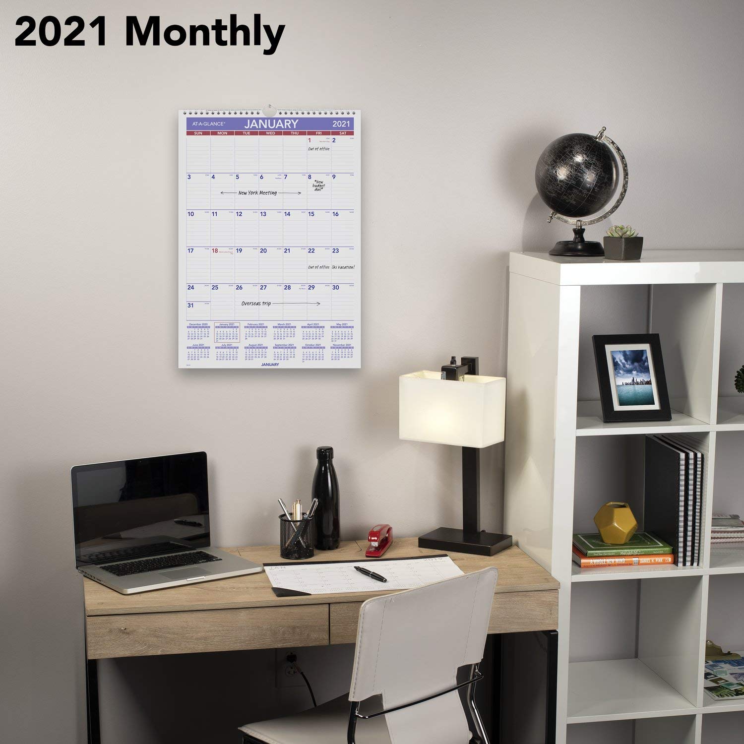 AT-A-GLANCE Wandkalender 2021, 30,5 x 43,2 cm, mittelgroß, monatlich Spiralbindung (PM22821)
