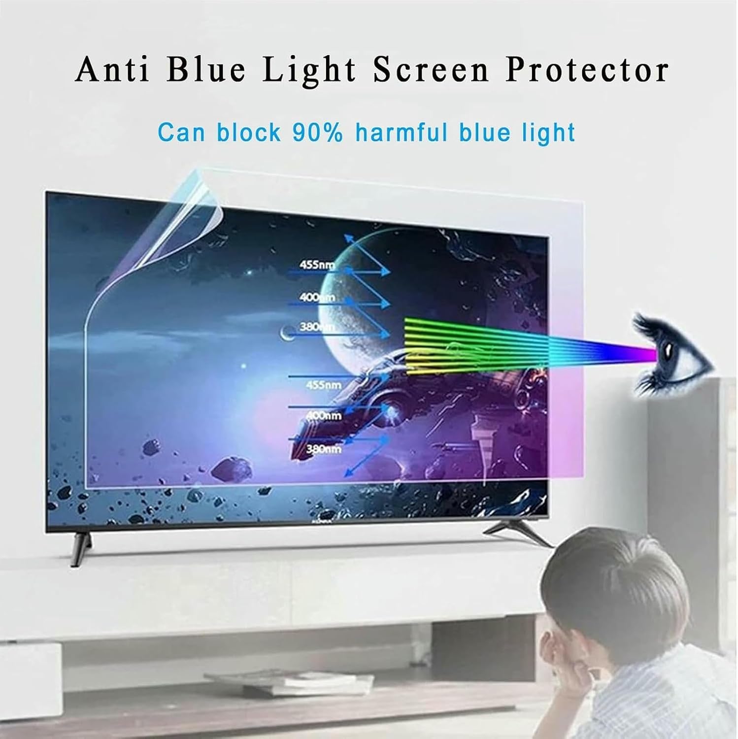 Anti Glare Film for TV 32-55 Inch, Frosted TV Screen Protector Glare Reducer, Out Blue Light Shield UV and Radiation Filter, for LCD Display~/