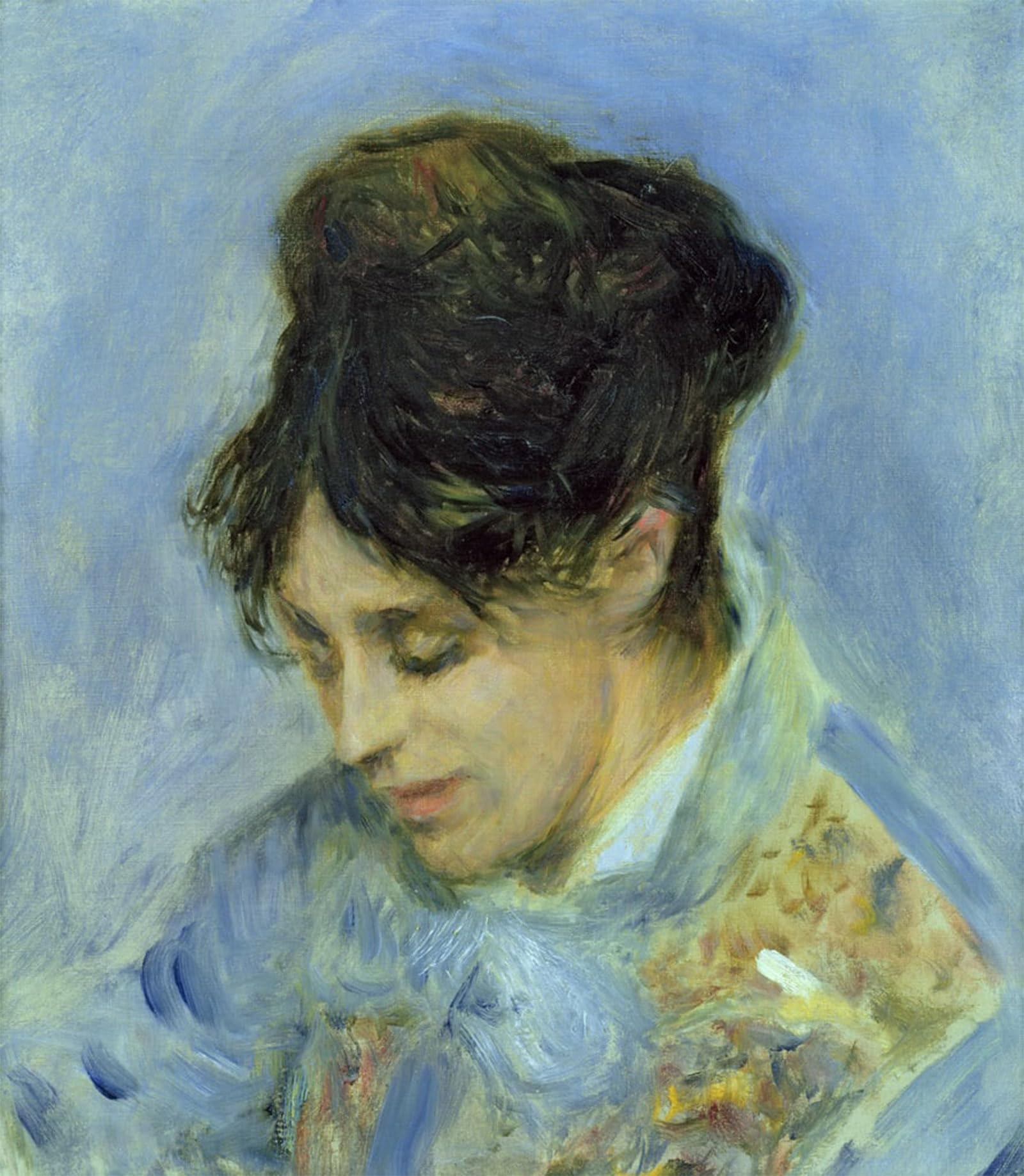 POSTERIIk Vintage Classic Picture Landscape Artwork Portrait of Madame Claude Monet by Pierre Auguste Renoir Portrait Canvas Painting for Office Home Decor 60x90cm