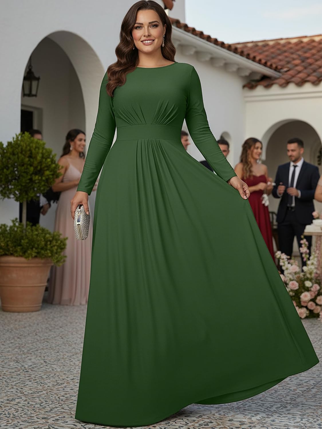 KOH KOH Womens 2026 Long Sleeve Soft Flowy Empire Waist Fall Winter Party Gown - Image 2