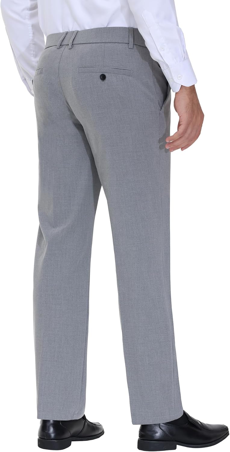 Soojun Men's Modern Fit Flex Flat Front Dress Pants - Image 4