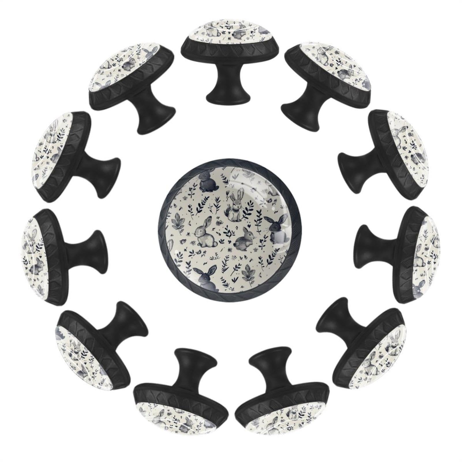 Boutons d'armoire ronds lapin pour tiroir de commode et cuisine