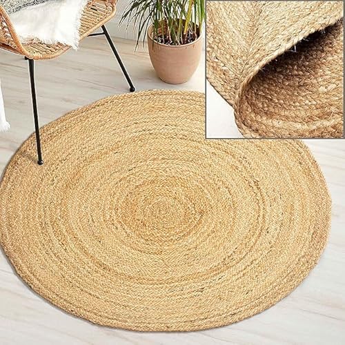 kirruu Natural Jute Rug Hand Braided Round Area Rug Handmade ...
