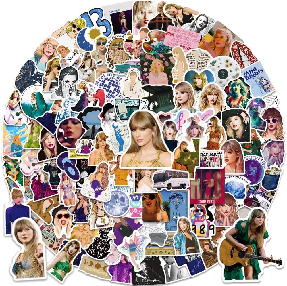 NALACAL Singer Taylor Stickers of, Female Pop Singer Swift Ablum Stickers for Teen Girl, 200 Vinyl Folklore Laptop Stickers for Laptops, Computers, Hydro Flasks, Skateboard, and Travel Case
