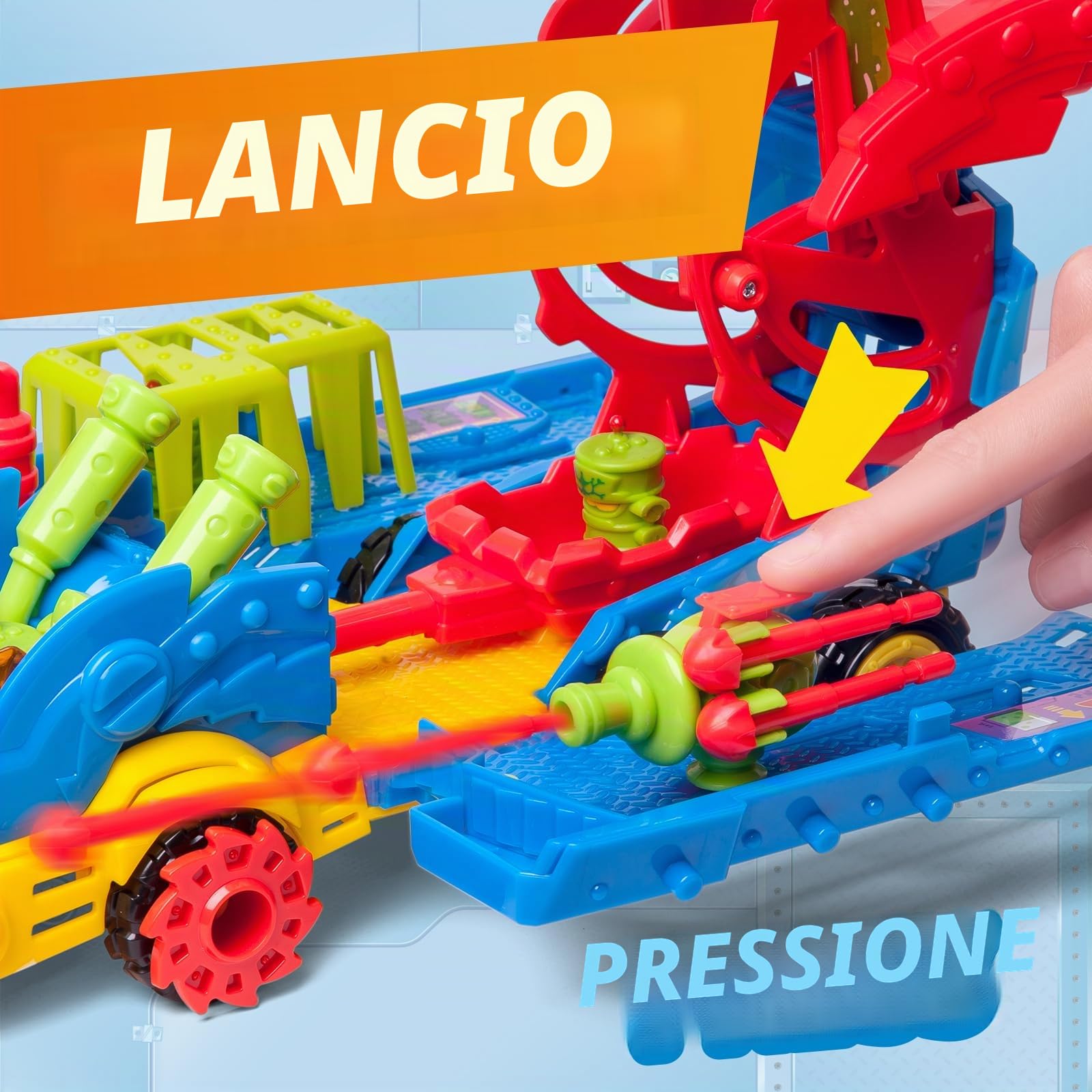 SUPERTHINGS KAZOOM Power - Mr. King Truck. Camion di Mr King della serie TV "Kazoom Power". Contiene 1 Mr King Truck, 1 Mr King Exclusive, 4 Robotoxics, 1 Trigger e 3 proiettili