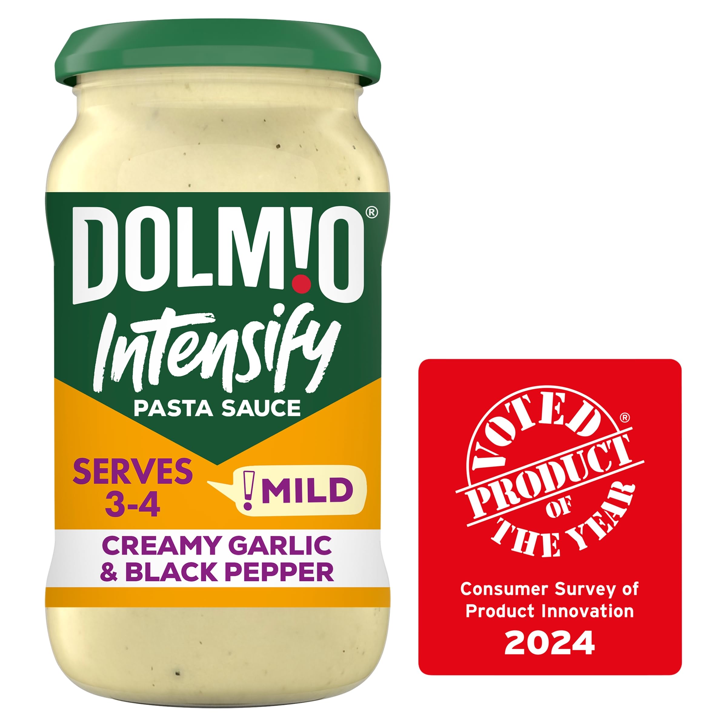 Dolmio Intensify Pasta Sauce Mild Creamy Garlic & Black Pepper, 390g
