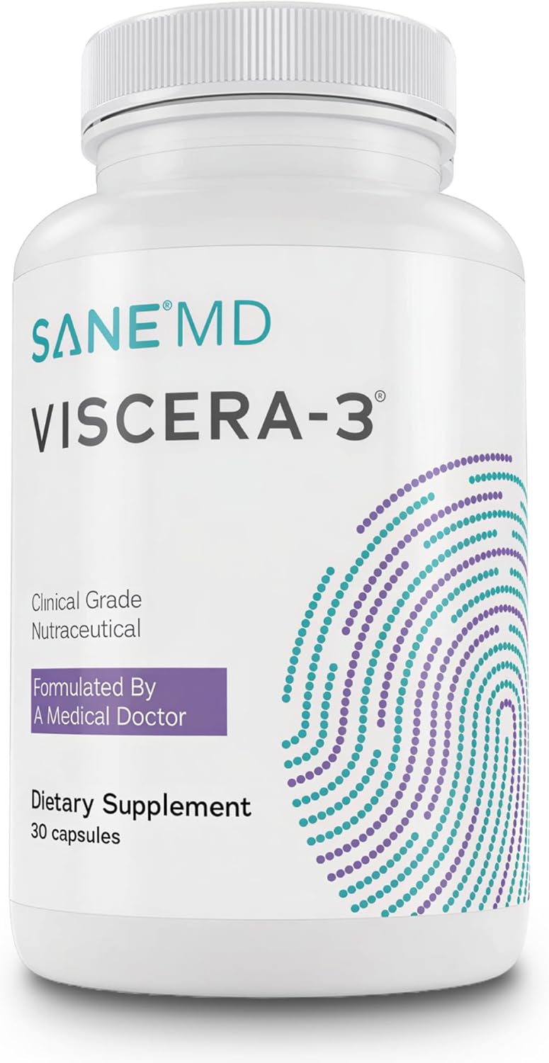 SANE MD Viscera-3 Gut Health Supplement with Tributyrin & Postbiotics, Digestive & Bladder Support for Gas, Bloating & Daily Comfort, CoreBiome Formula, 30 Capsules