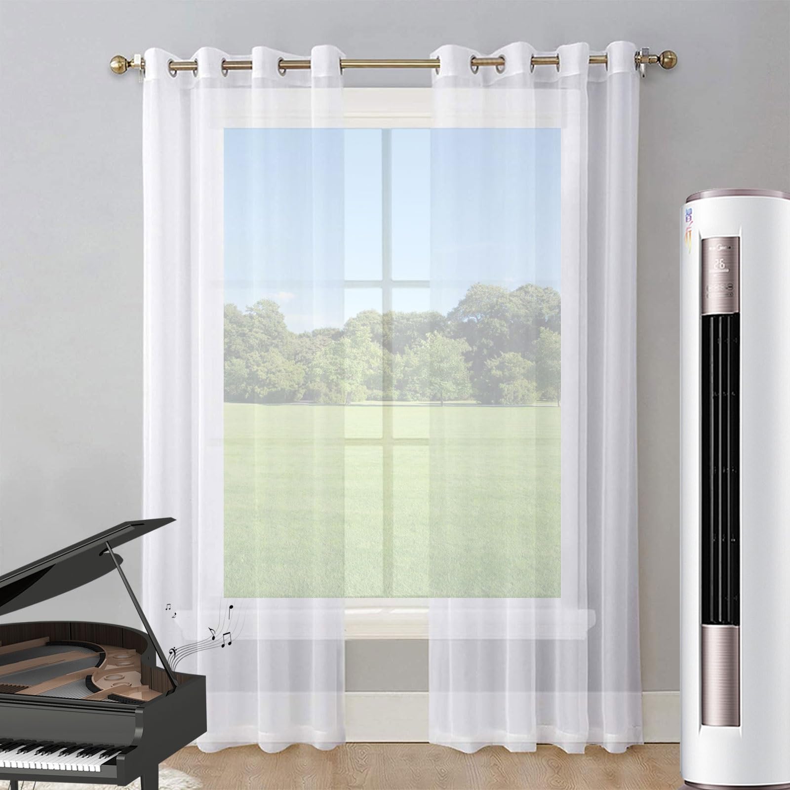 Rideaux Occultants pour Salon et Chambre Rideau de Porte Blanc Doux