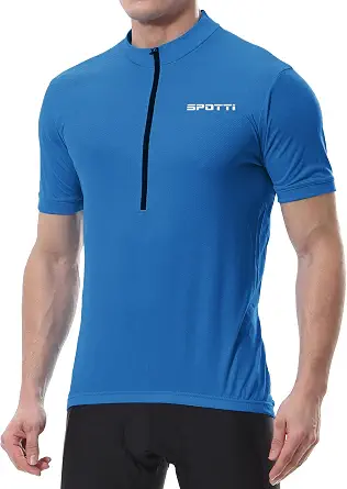 Spotti Men's Cycling Bike Jersey Short Sleeve with 3 Rear Pockets - Moisture Wicking, Breathable, Quick Dry