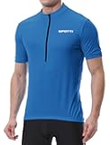 Spotti Men's Cycling Bike Jersey Short Sleeve with 3 Rear Pockets- Moisture Wicking, Breathable, Quick Dry Biking Shirt
