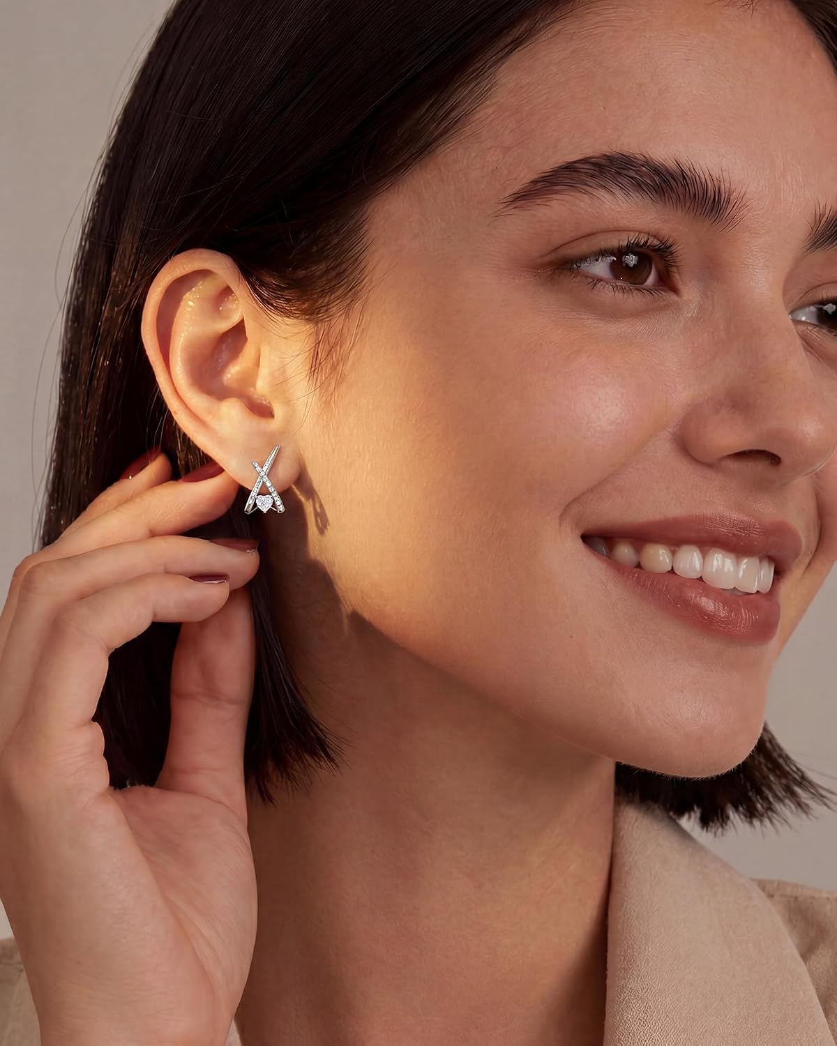 Moissanite Heart Stud Earrings for Women D Color VVS1 GRA Certified Heart Shaped 925 Sterling Silver Plated Hypoallergenic Earrings with Gift Box