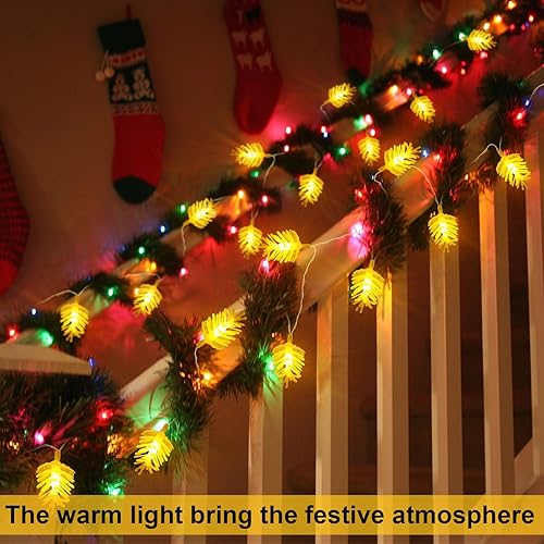 Miniatura 5 de Bencailor Guirnalda de luces de Navidad de 20 pies con 40 luces LED a pilas para exteriores, impermeables, para balcón, para interiores y