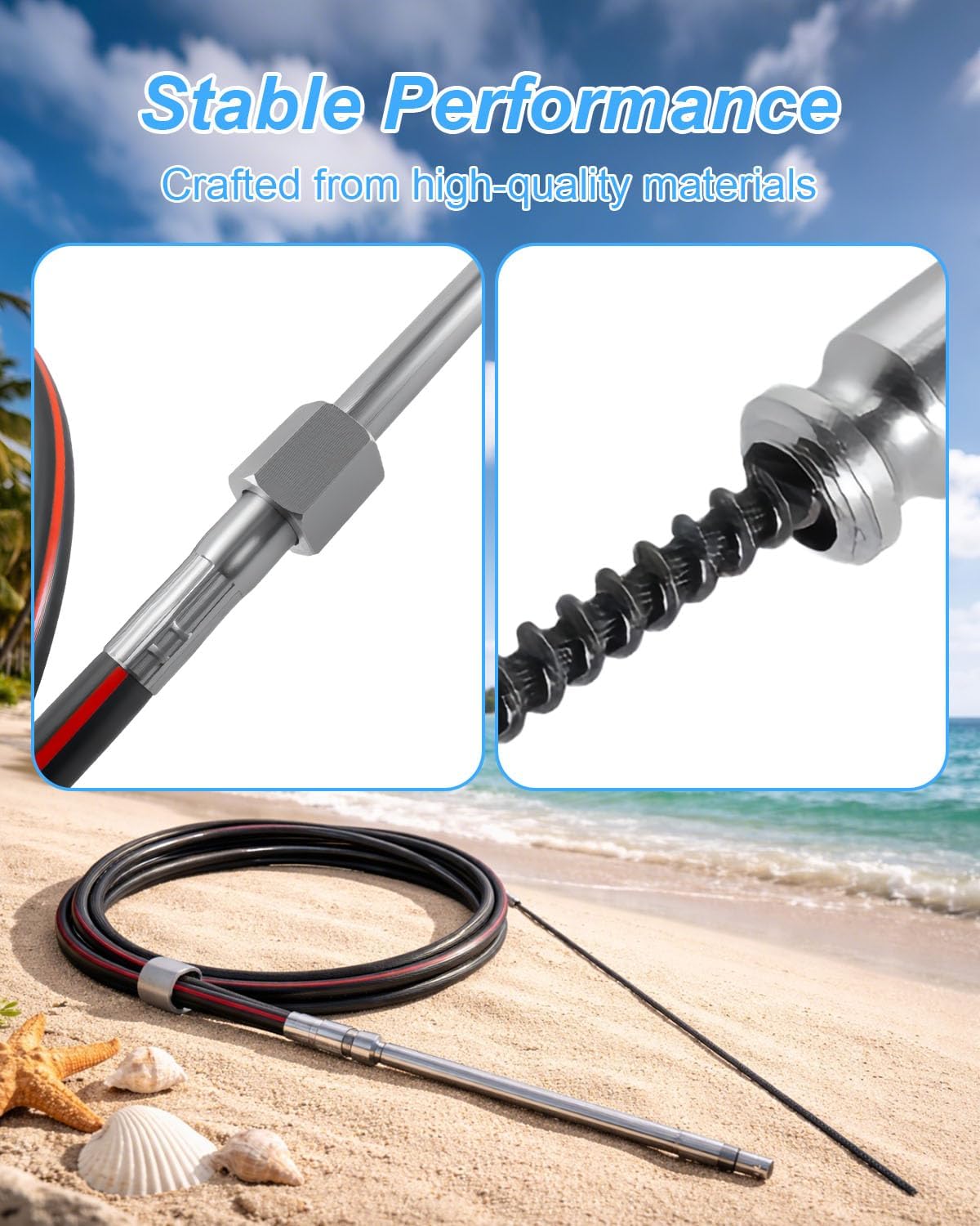 9FT Rotary Steering Cable Fit for Boat Marine Steering System | Replace M66X09 SSC6209, Quick Connect Low Friction Cable, Provides Precise Steering Control