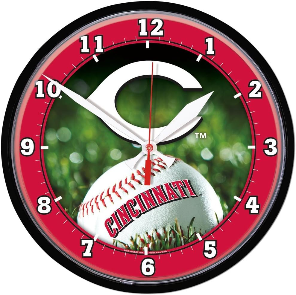 Wincraft MLB 2934414 Cincinnati Reds Round Wall Clock, 12.75"