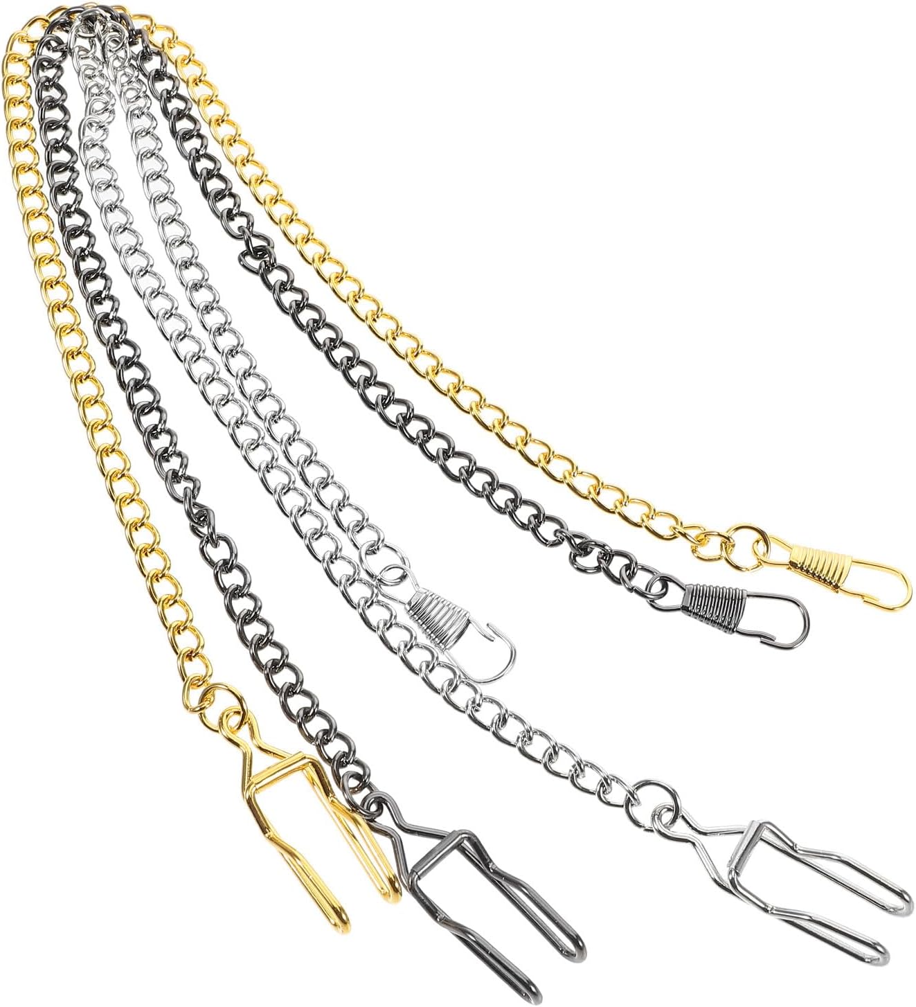 Ciieeo 3Pcs Pocket Watch Chain Lobster Buckle Set Vintage Metal Alloy Fob Link Chains for Men Women Students 37.5Cm Gun Black Silver Gold