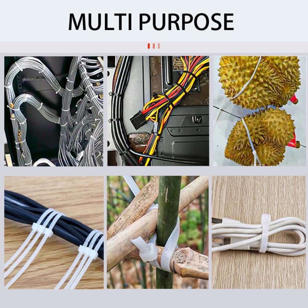 Kabelbinder 100 Stück Selbsthemmend Kabelbinder Nylon Kunststoff Selbstsichernder Multifunktionaler Kabel Klettband Kabelklett Kann im Innen und Außenbereich Verwendet Kabelmanagement