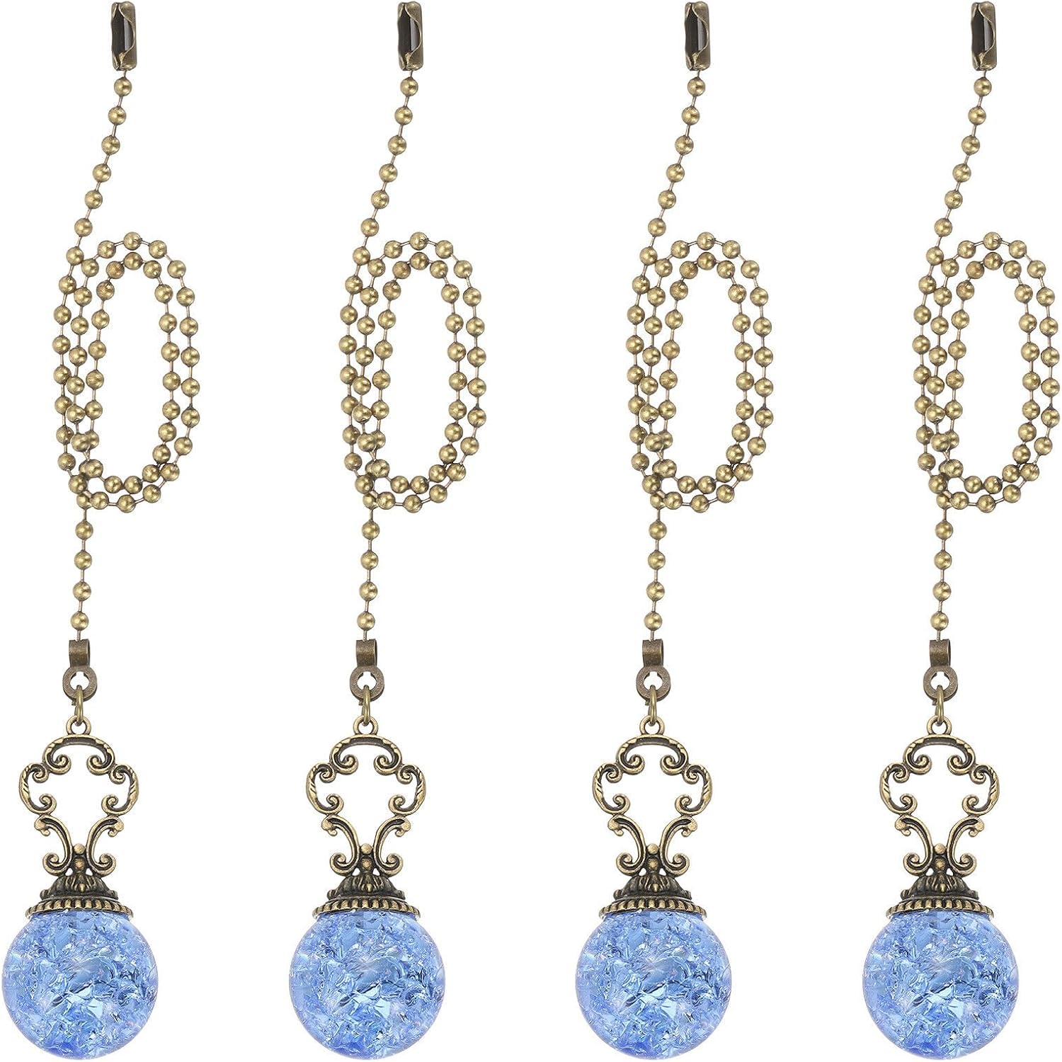 Home and Garden Parts 4 Pcs 15" Crystal Ceiling Fan Pull Chain Light Blue (Crystal Ice Ball) #CN/251024/06503