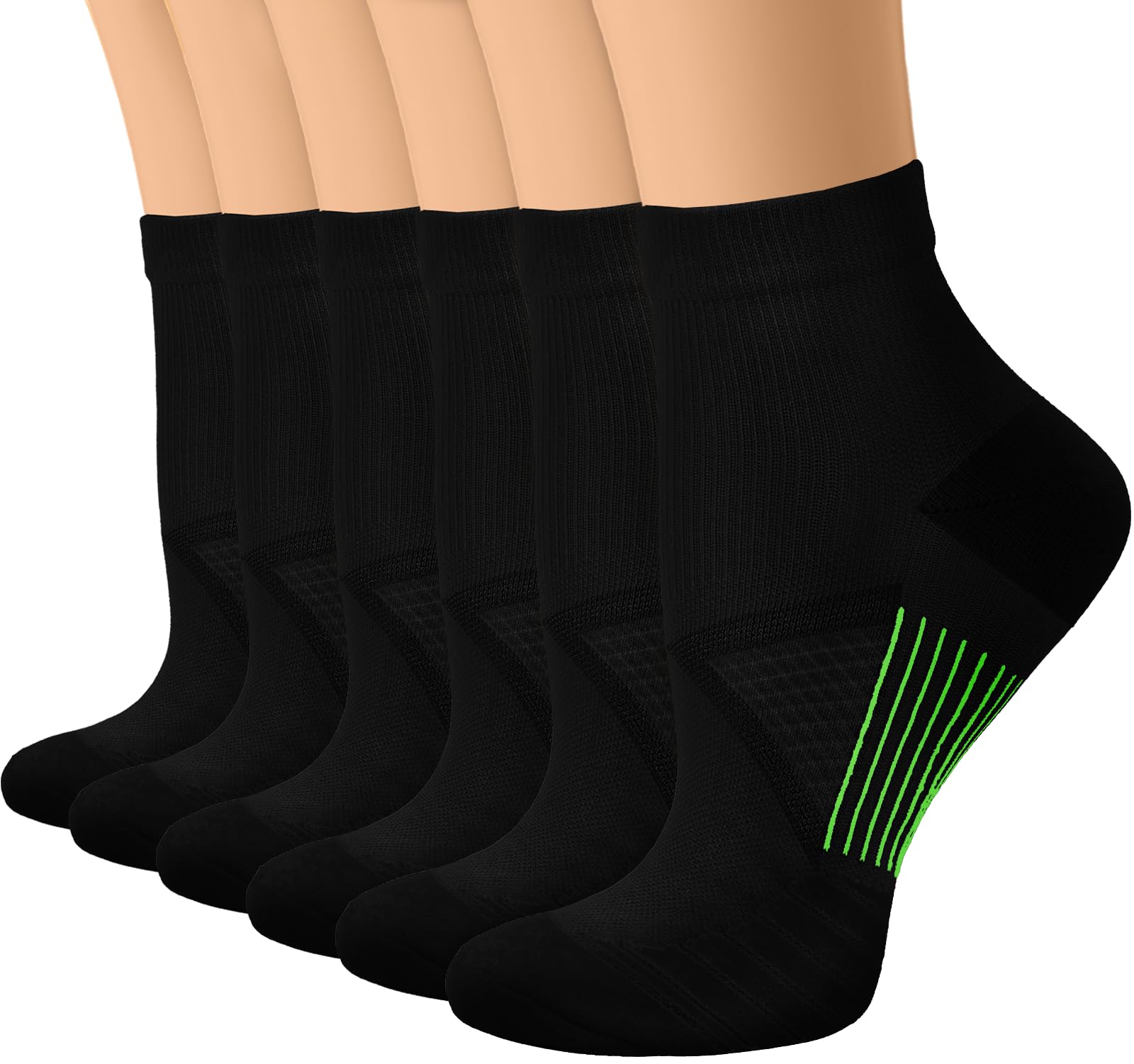 Sooverki Copper Compression Socks Women and Men 6 Pairs - Circulation Arch Support Plantar Fasciitis Running Ankle Socks