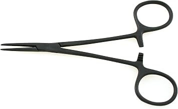 Black Halstead Hemostat Forceps 5" Straight Serrated Jaws Clamp - SurgicalExcel