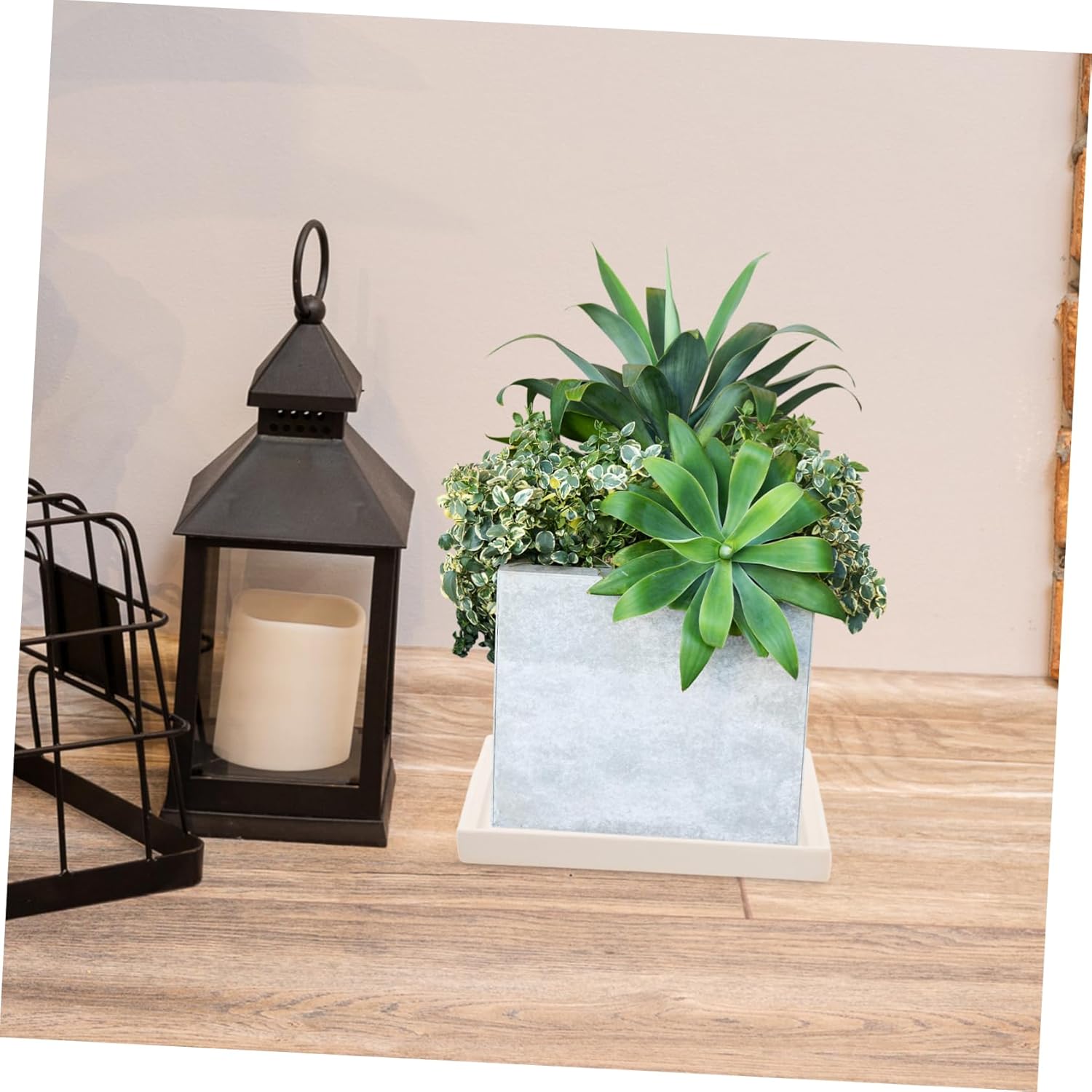 Square Ceramic Plant Saucer Tray Durable Water Catcher for Flower Pots Prevents Soil Spill for Use Great for Bonsai and Potted Plants