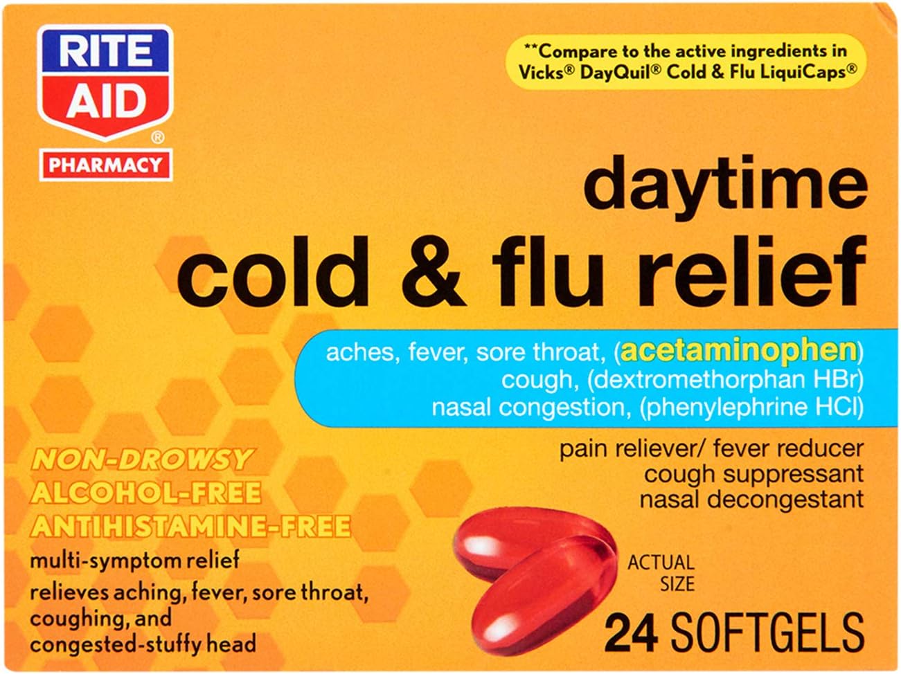 Buy Rite Aid MultiSymptom Daytime Cold & Flu Relief Softgels 24