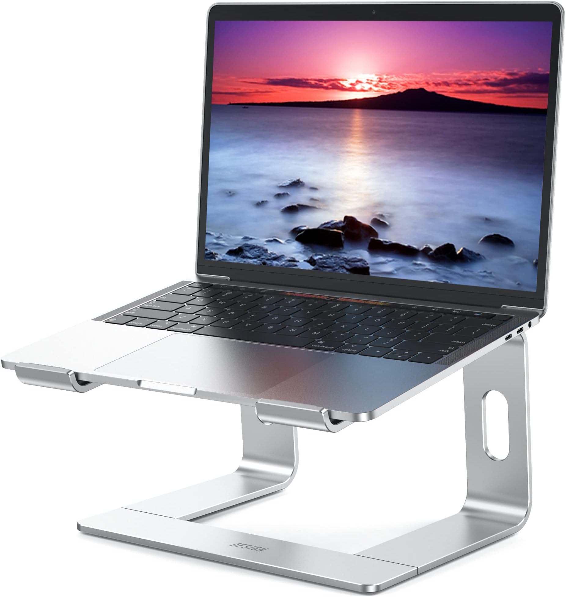 Supporto per monor in metallo per scrivania Stabile Monor per computer Organizer Riser Tastiera Supporto in alluminio antiscivolo Nero Argento  7