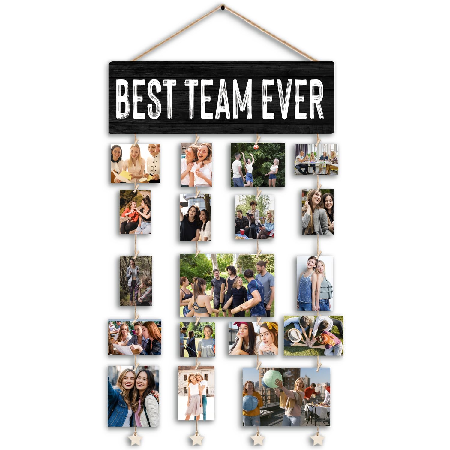 Lacama Inspirational Wall Art Decor for Office?Vision Board Office Decor,Team Gift,Best Team Ever Vintage Style Wood Hanging Photo Display Wall Hanging Picture Frames,Picture Board for Collage Photos