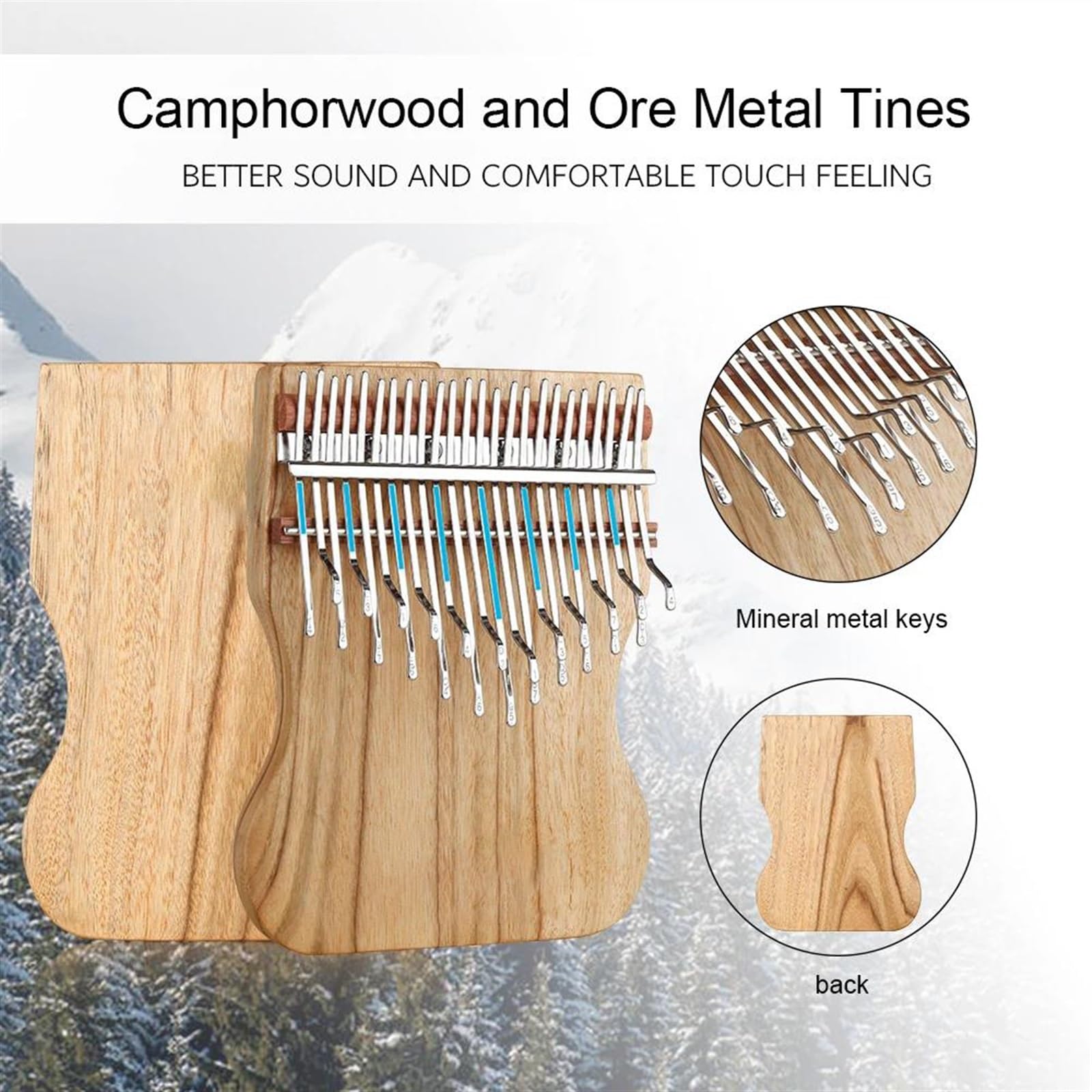Kalimba 21/24 Teclas Caoba Pulgar Piano Cinturón De Instrumentos Musicales Accesorios Madera Maciza Alcanfor Kalimba Tono C(21)