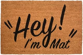 CKB LTD® HEY I'M MAT Novelty DOORMAT Unique Doormats Front/Back Door Mats Made with a non-slip PVC backing - Natural coir - Indoor & Outdoor