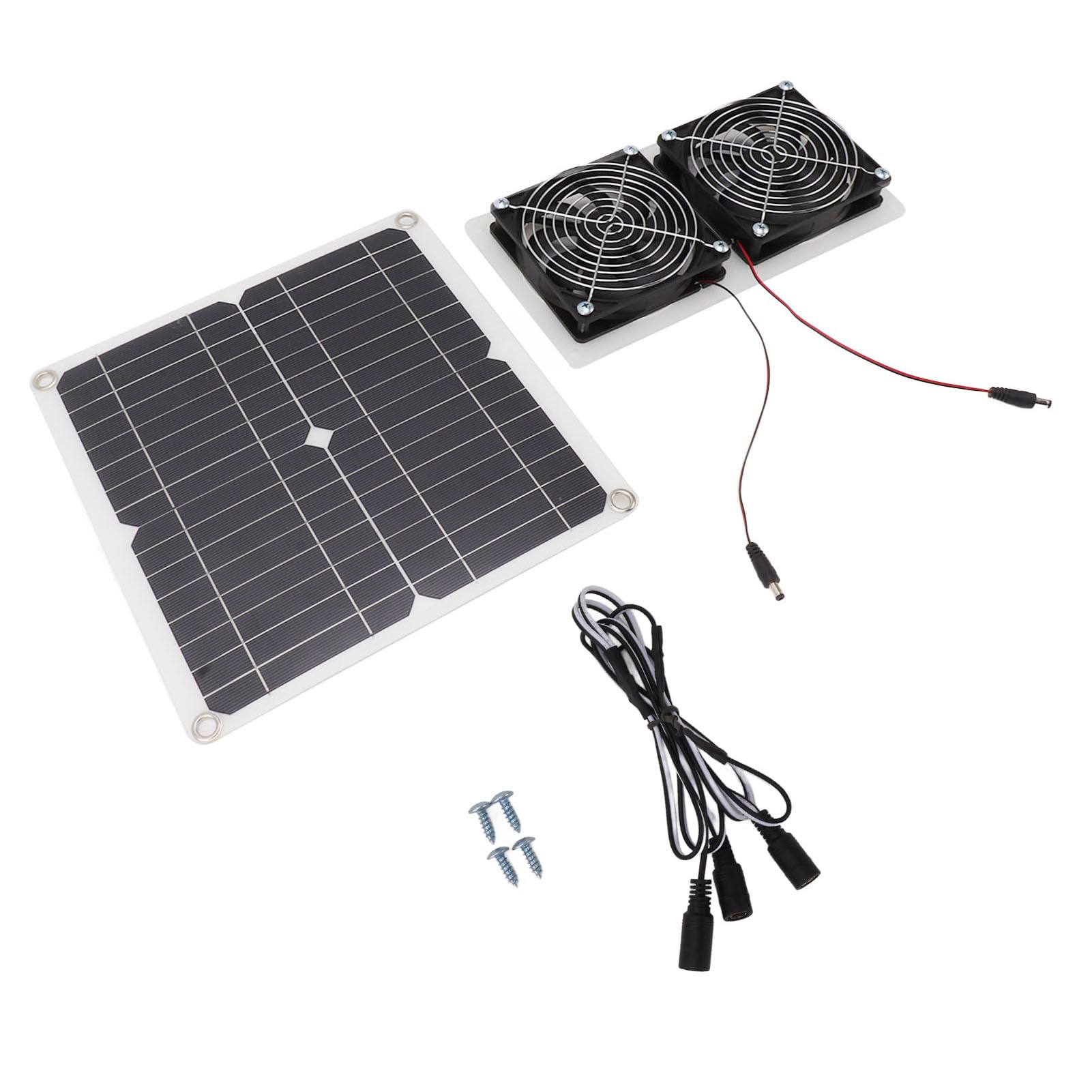 Solarpanel-Ventilator-Set, 15 W, Doppelventilator, Wetterfest, mit 130 Cm Verlängerungskabel für Kleines Hühnerstall-Gewächshaus Im Freien