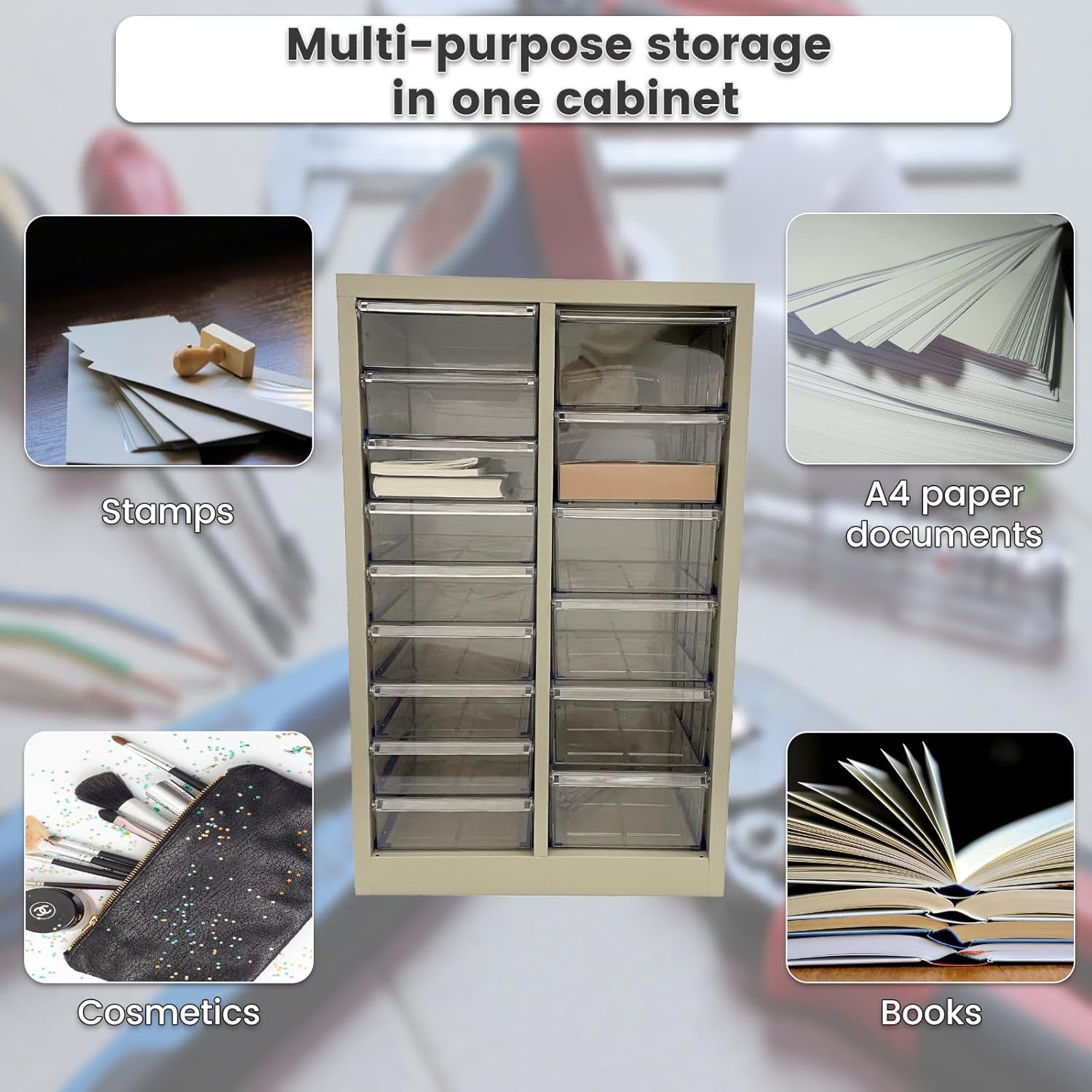 File Cabinets 15 Drawer Document Storage Cabinet Paper Organizer Filing Cabinet Combination Model with Large and Medium Drawers