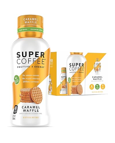 Super Coffee, Café de proteína keto a base de plantas (0.00oz de azúcar añadido, 0.35oz de proteína de guisante, 80 calorías) Gofa de caramelo 12