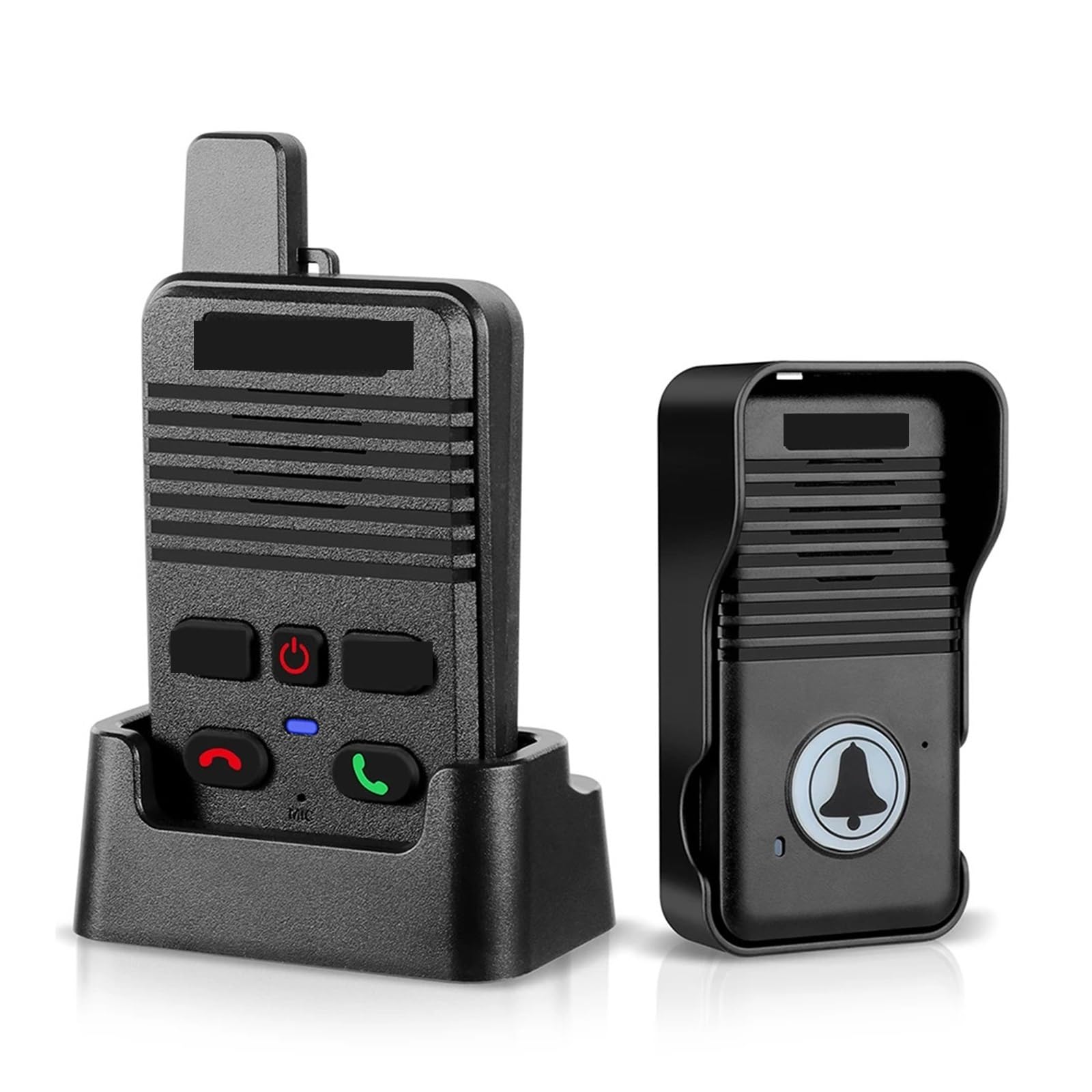 Interphone Vocal sans Fil Duplex, Sonnette de Porte Audio Longue Distance(Black)