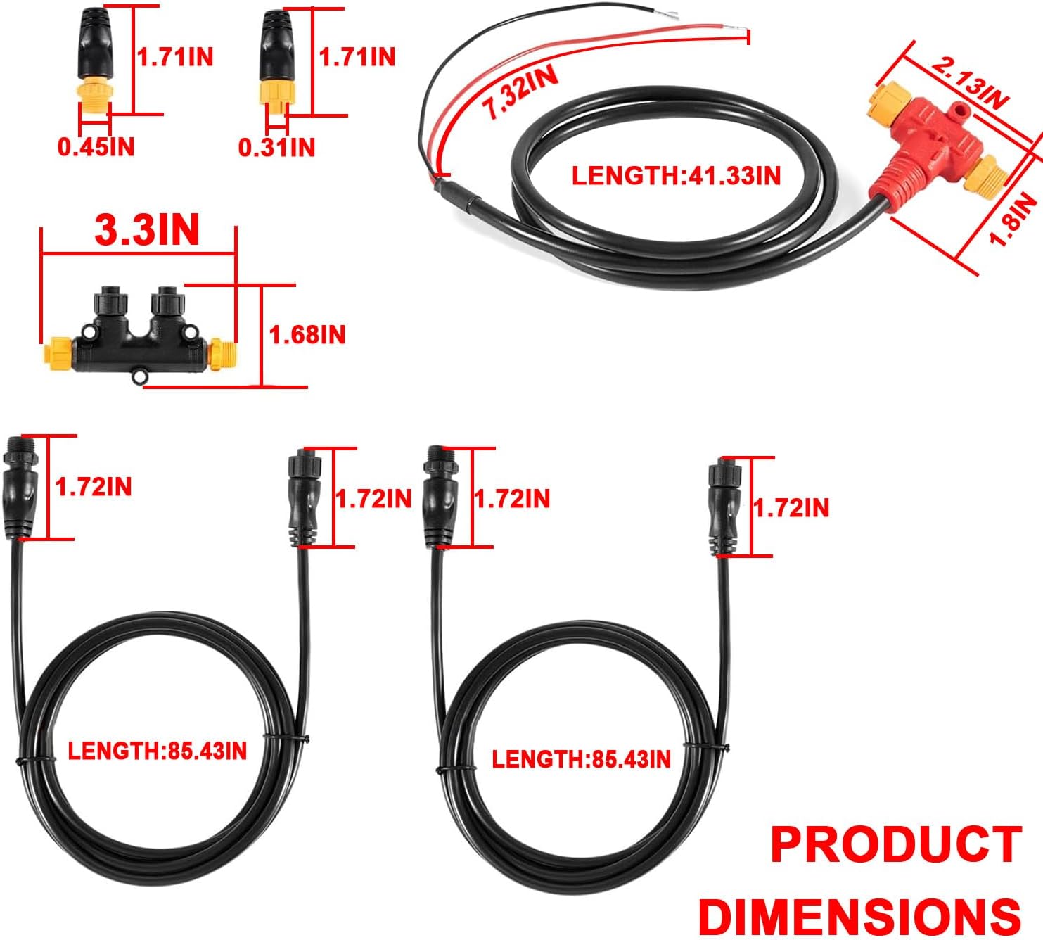 NMEA 2000 Dual Device Starter Kit for Marine NMEA 2000 Network setups,Backbone Cables Drop Cables Dual Tee Connector Terminators Kits