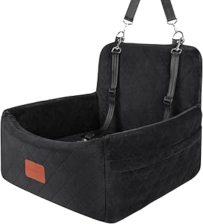 Memory Foam Dog Car Seat for Small Dogs (Under 30 lb) — Washable, Detachable Cover, Safety Leash & Storage Pockets